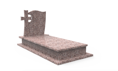 Nagrobek granitowy brąz królewski, krzyż wycięty.