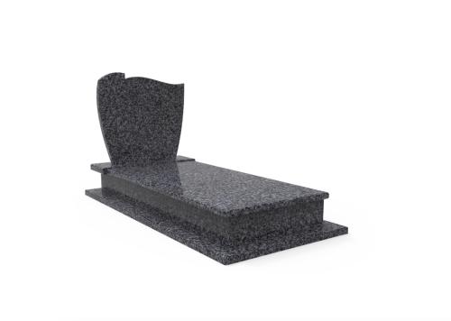 Nagrobek z ciemnego granitu, płyta łezka.