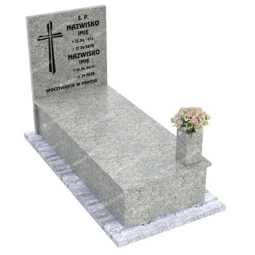 Nagrobek granitowy na płytach betonowych - szary