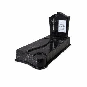 Pomnik plastikowy LUX Grawer CZARNY MARMUR + tablica + krzyż + wazon