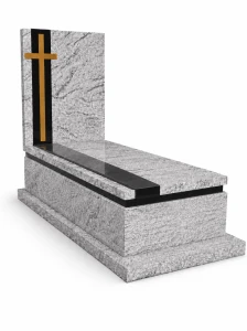 Nagrobek granitowy z płytą stojącą ZL- 17 New Viscount White Angola Black
