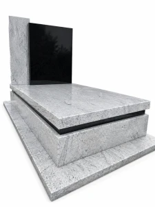Nagrobek granitowy z płytą stojącą New Viscount White/Angola Black - ZL - 6