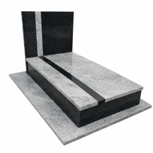 Nagrobek granitowy podwójny - 75 - 190cm x 160cm - Juparana Viscount White/Cambodia Black 