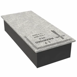Nagrobek z płytą granitową, tablica leżąca z napisami granit.
