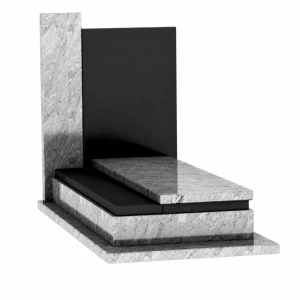 Nagrobek granitowy, pojedynczy z płytą stojącą China Viscount White/India Black - CH - 1