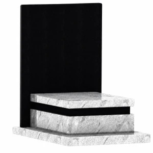 Nagrobek granitowy, urnowy z płytą stojącą China Viscount White/India Black - CH - 2